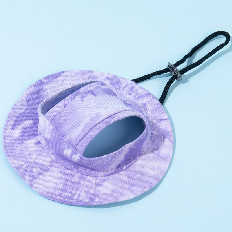 Breathable UPF 50+ pet sun hat with secure buckle & earholes