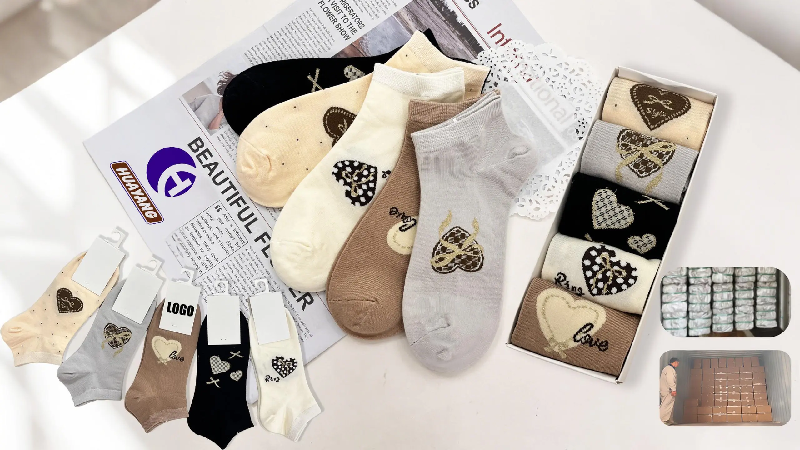 Custom Women Knitting Socks Lurex Decoration Sweet Style Women Ankle Socks Daily Wear HY-W-056 1