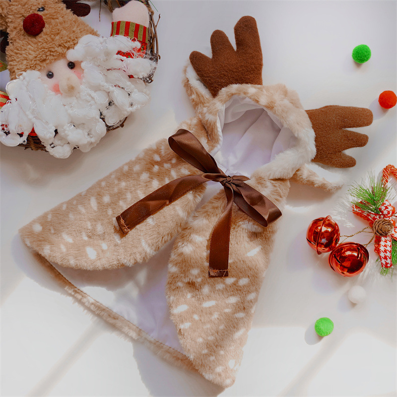 Christmas Pet Dog Outfit Reindeer Cloak Dog and Cat Clothes Cat Transformation Hat Accessories 3