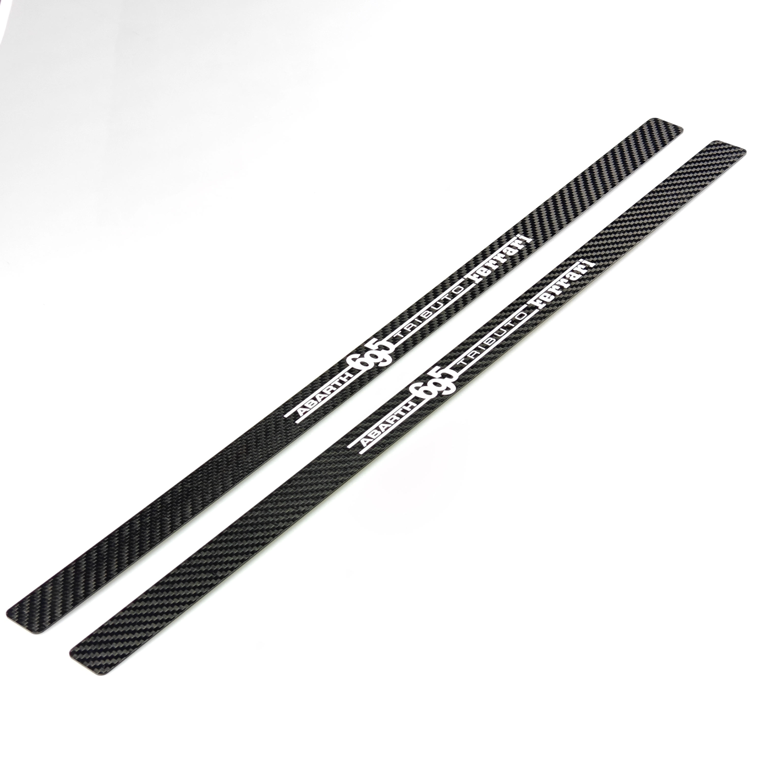 Material de fibra de carbono de marca 2 piezas Pegatina interior de automóvil en la puerta Accesorios de cubierta de placa de alféizar para 595 695 ABARTH solo 2 piezas 1