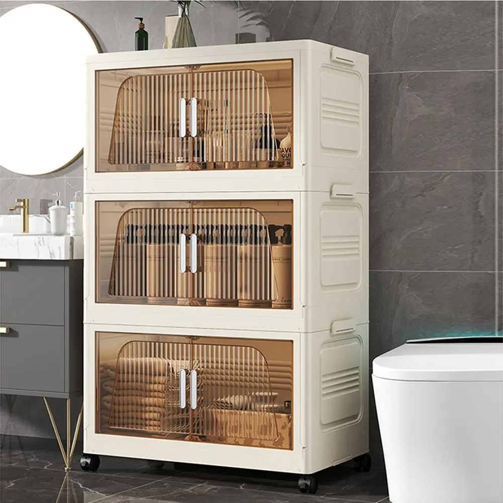 Hongxing Plastic Storage Cabinets for Clothes, Multi Functional Transparent Folding Storage Cabinet 1