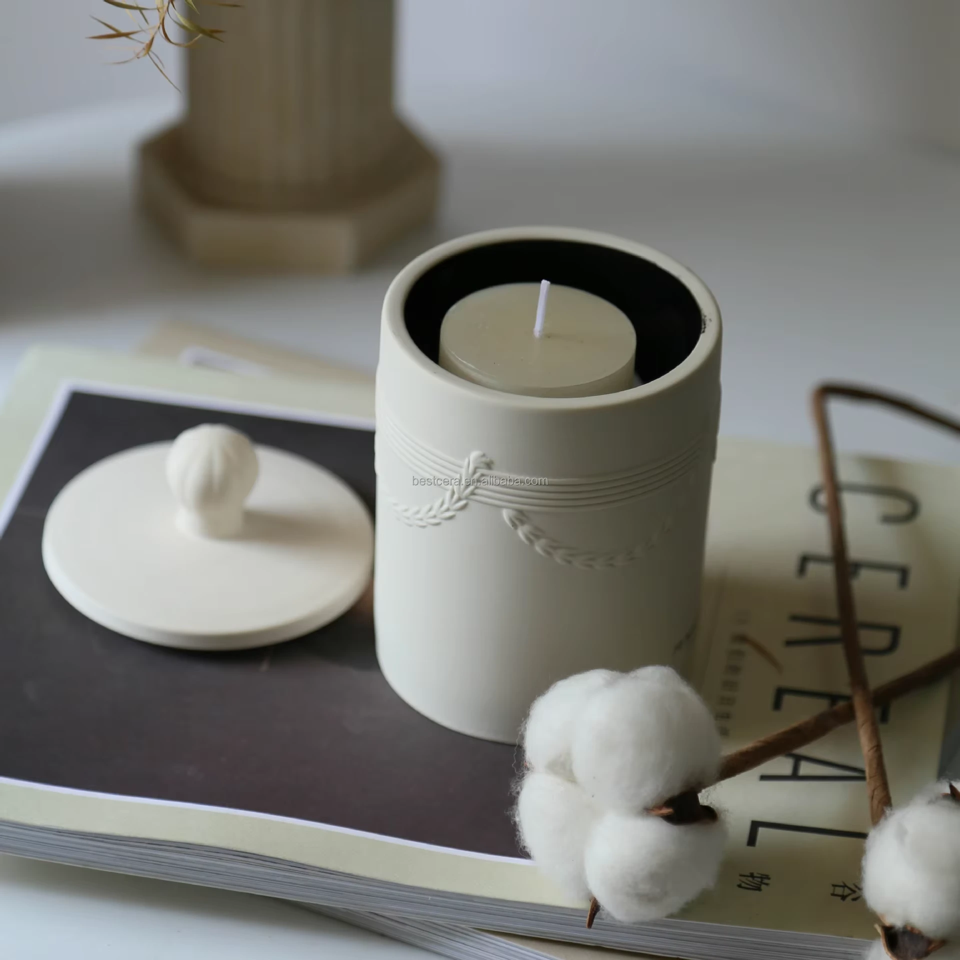 Personalizzato - barattolo di candele in ceramica in rilievo in ceramica di alta qualità con coperchio1750834706564811 1