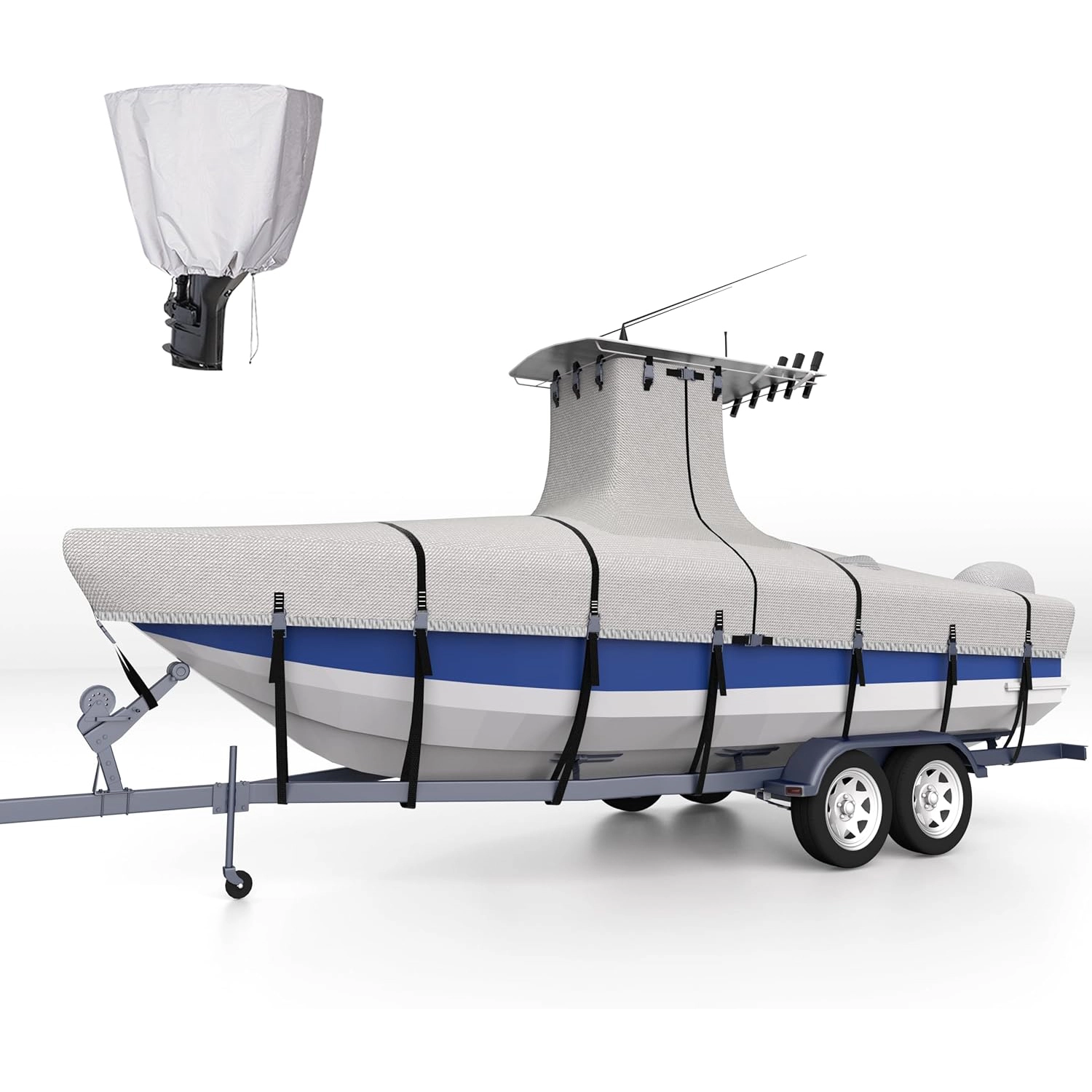 Stormshield T-Top Boat Cover 17-19ft | Fabricación de oxford marina de viga de 102 con mochila con bolsas de almacenamiento & Correas 1
