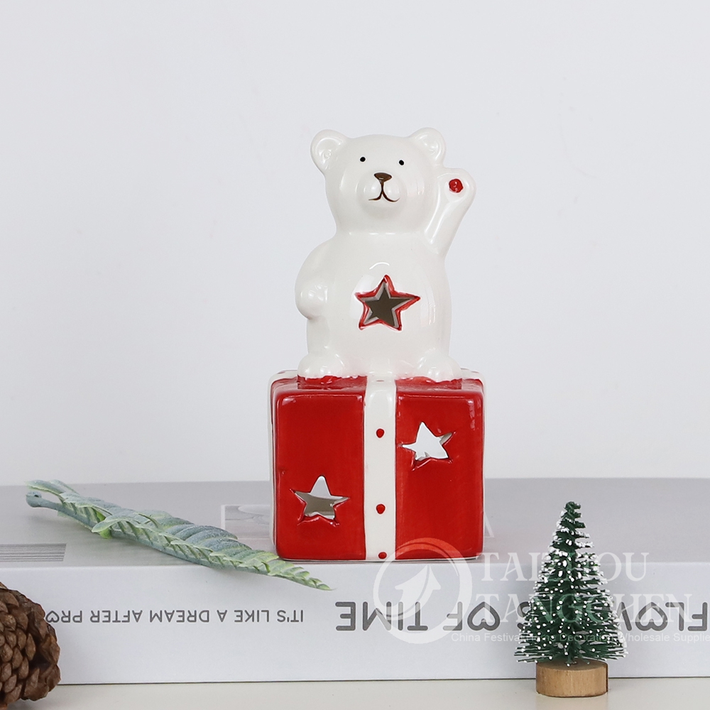 Decoración de bodas pequeños lindos osos de dibujos animados con estatua de corazón estrella amor oso cerámica figuras románticas 7
