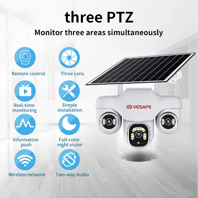 Trois caméras solaires de l'objectif rotatif avec application Control V380 Pro 1