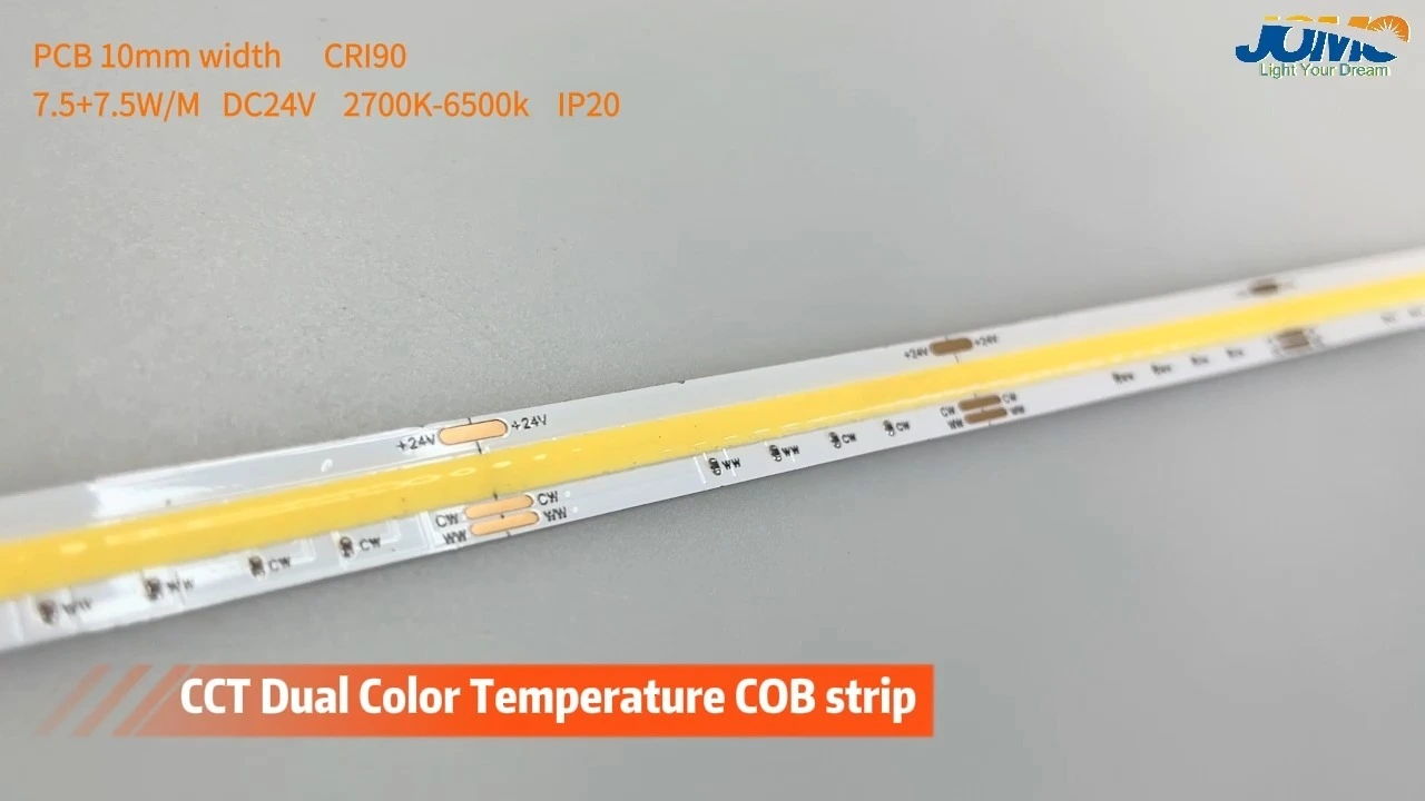 Ra >90 640LEDS/M DC24V CCT Dual Color Temperature COB strip 1