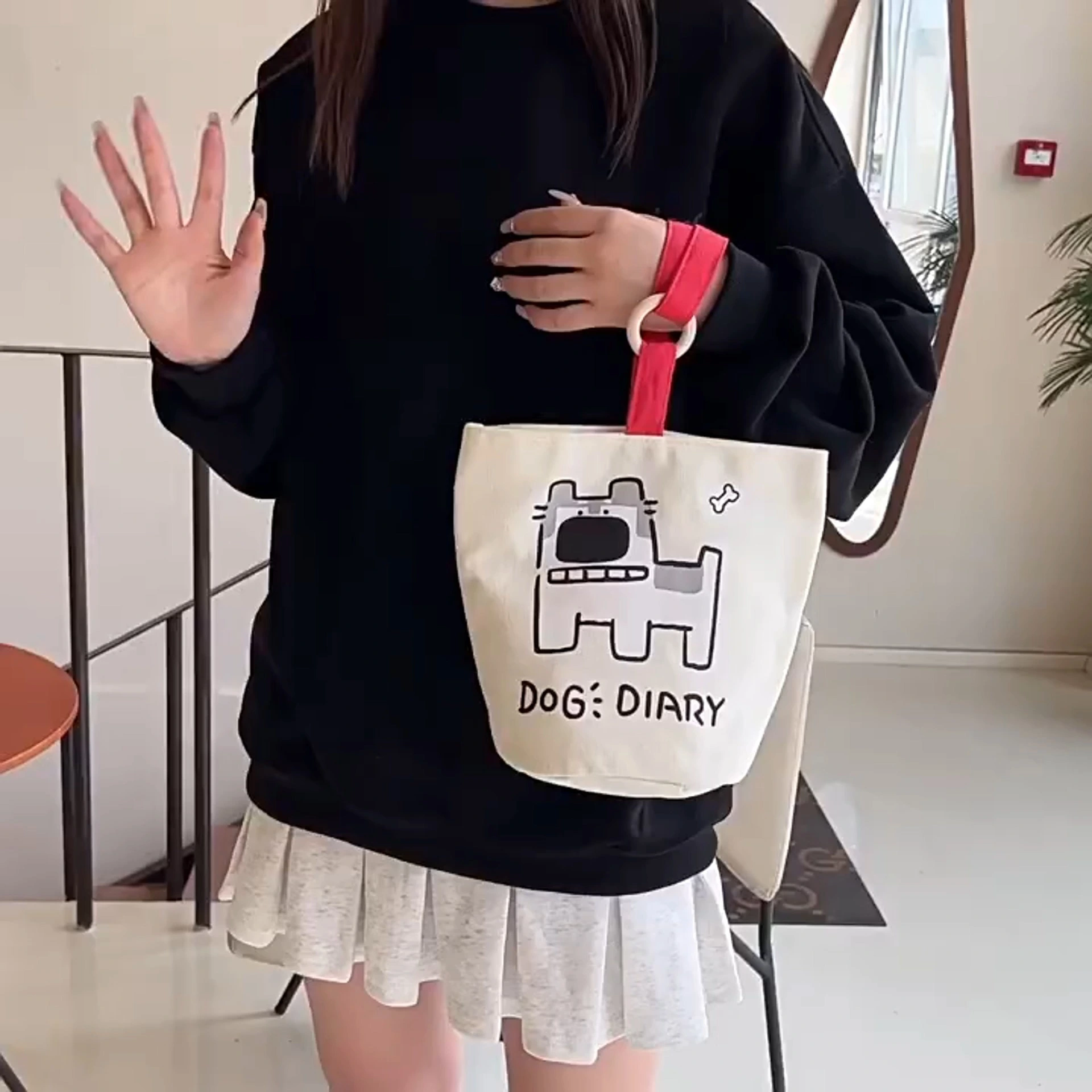 Bolsas de lona portátiles de los trabajadores de oficina, bolsos lindos en forma de cubo de los estudiantes, bolsos de lonchera 1