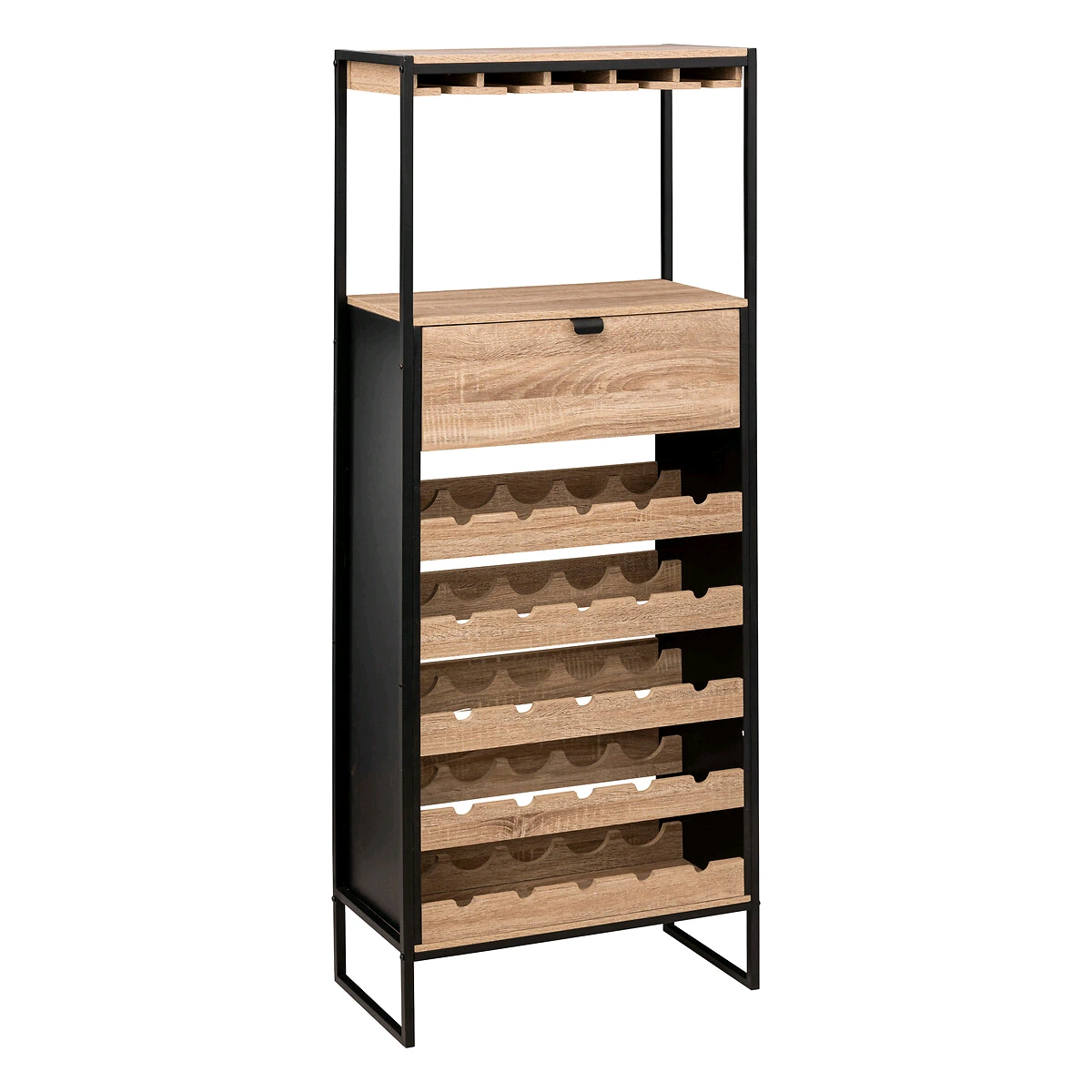 Gabinete de barra MDF con una rejilla de botella para 25 botellas 60x30x160 cm 1