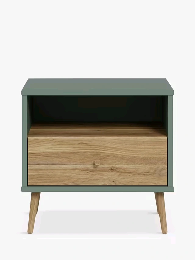 Mesa de noche de madera con cajón y almacenamiento, verde, 57.7 x 59.8 x 41.5cm 1