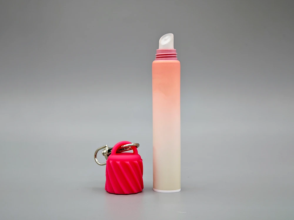 Lip Balm Tube With Keychain Cap Portable Gradient Orange White PE Body 10ml 1