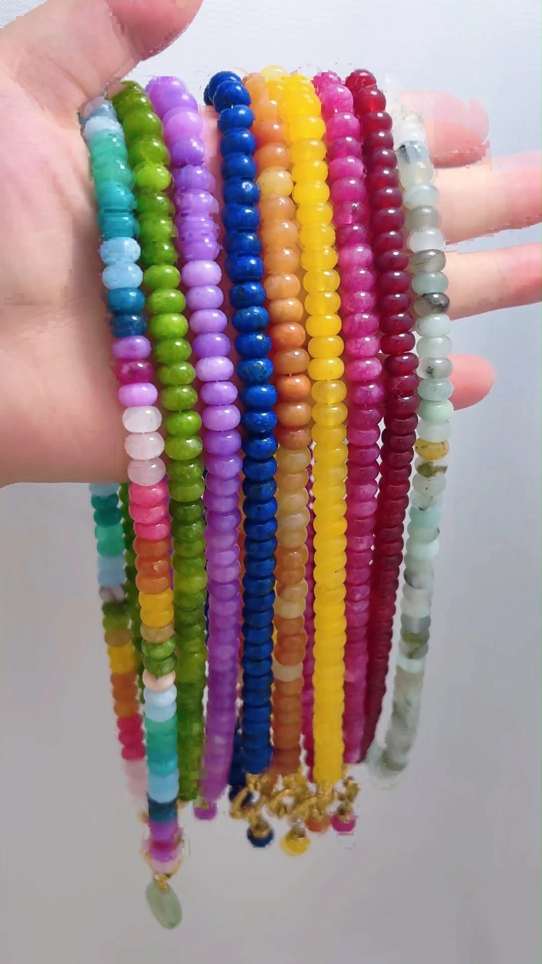 Handmade Knotted Multi Color Natural Stone Rainbow Gemstone Beaded Necklace for Women Jewelry 1