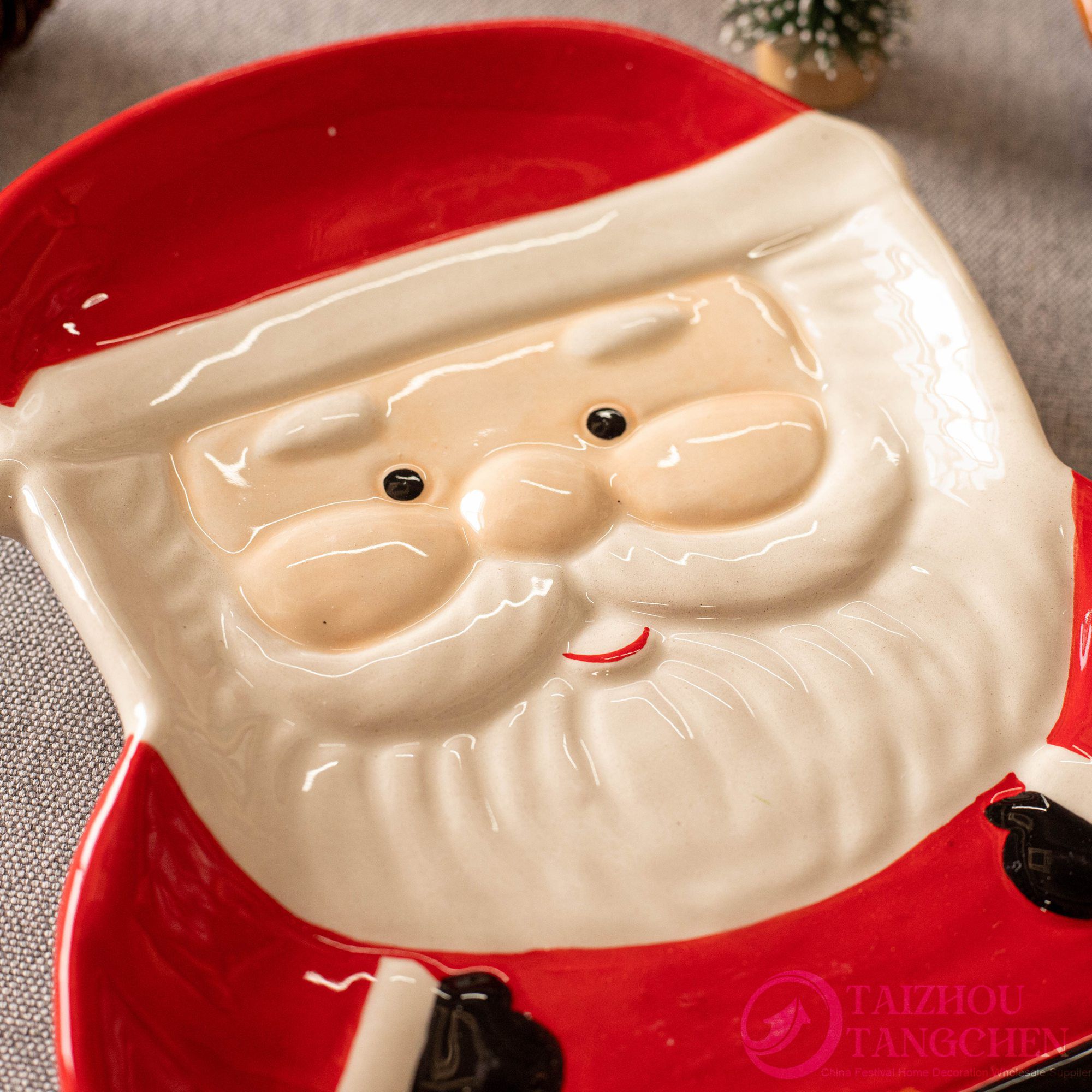Nordic Santa Claus Plato Cade Cutlery Salad Bowl Bowl Cerámica Occidente Copa plana Copa Tetera Fello de azúcar Pot de Navidad Bandeja de alimentos 4