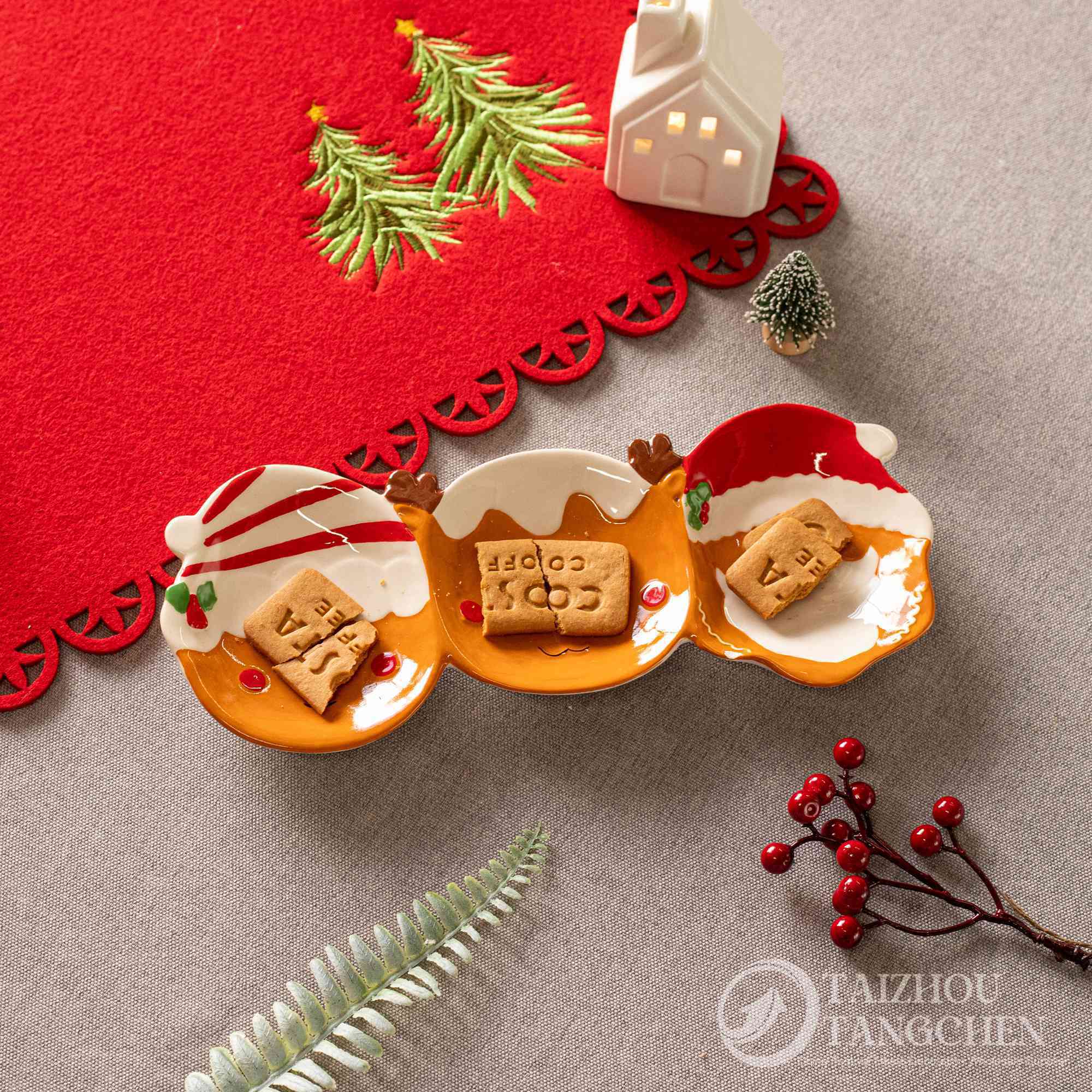 Nordic Santa Claus Plato Cade Cutlery Salad Bowl Bowl Cerámica Occidente Copa plana Copa Tetera Fello de azúcar Pot de Navidad Bandeja de alimentos 6