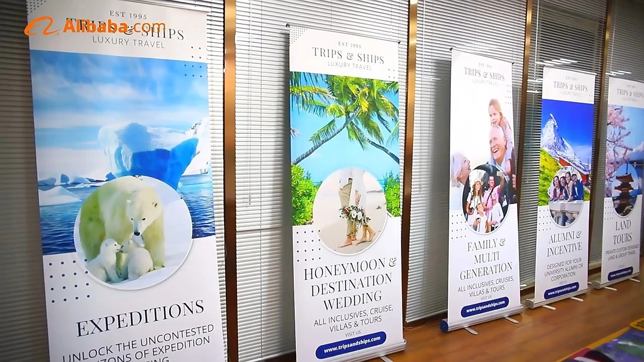 Großhandel 80*200 cm einziehbarer Bannerstand für Ausstellungsfabrikförderung und Werbung Roll Up Banner Stand 1
