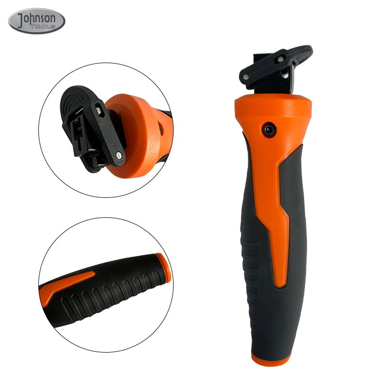 Johnson Tools Universal Handle for Jigsaw, Reciprocating Saw, & Hacksaw Blades – 172mm, Black Rubber Coated with Orange Grip 1