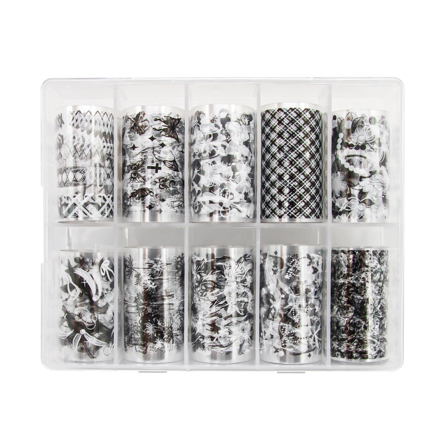 Adesivi per nail art in pizzo in pizzo bianco e nero set di adesivi per trasferimento di cielo stellato 1