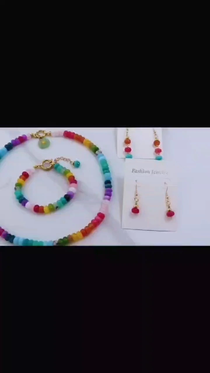 BoutiqueAccessory Perles en pierre naturelle Drop Boucles d'oreilles en acier inoxydable 1