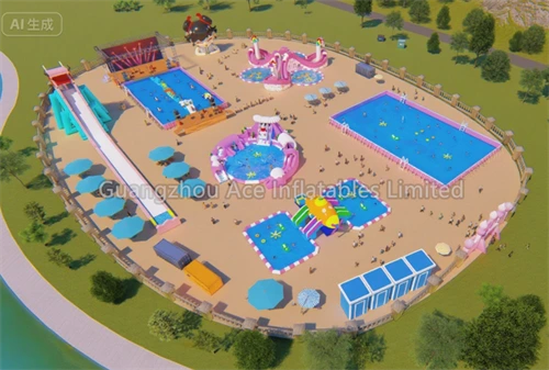 Inflatable land ground theme water park 1