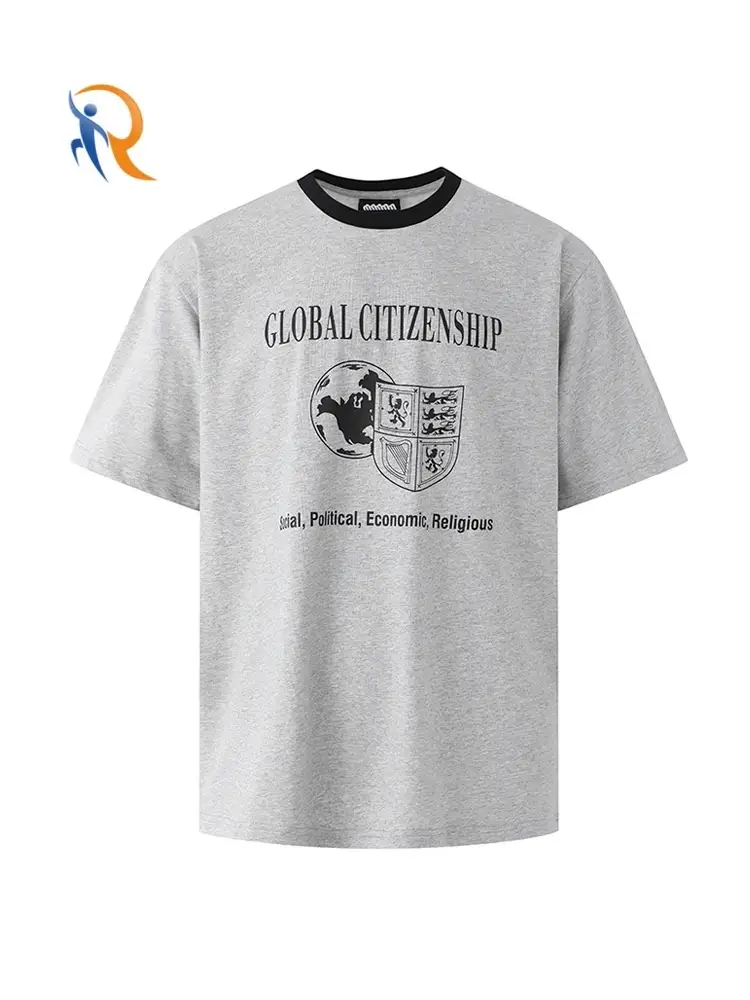 Heavyweight Cotton Trendy Short-Sleeved T-Shirt Men's Summer Printed Loose Half-Sleeves 1