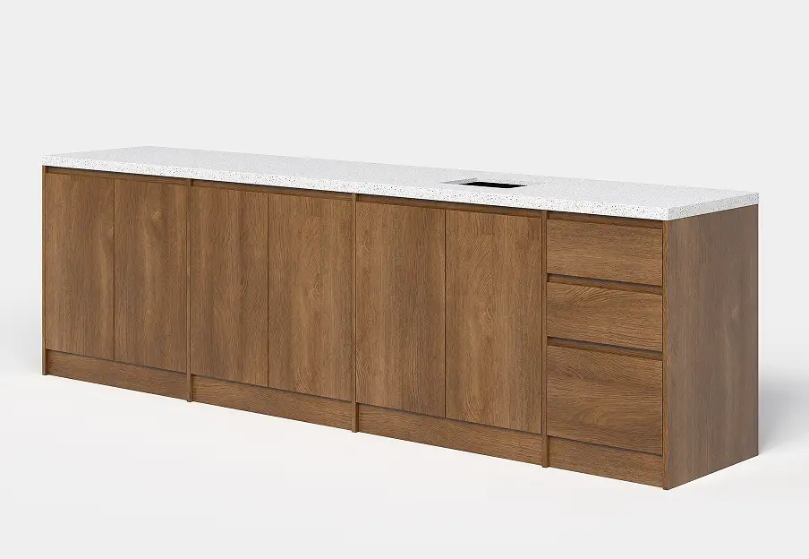Gcon M-SHT-13R projects kitchen cabinets quartz table top wooden drawers 1