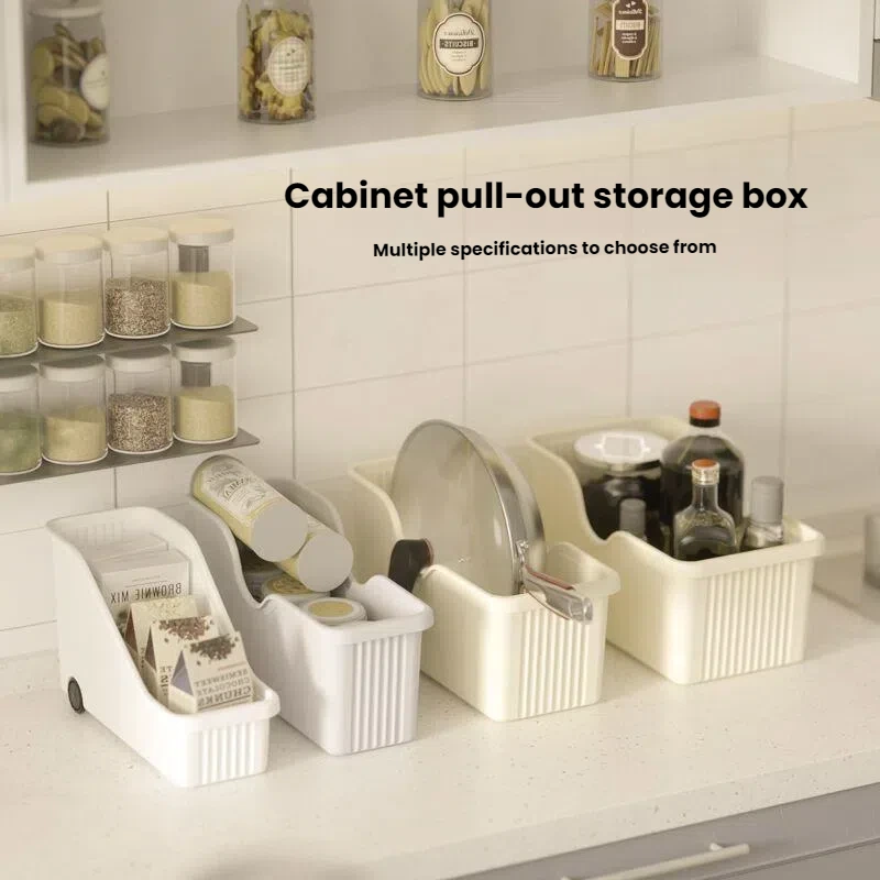 Hongxing Plastic Storage Box for Sale, Storage Basket for Kitchen Utensils with Pulley 1
