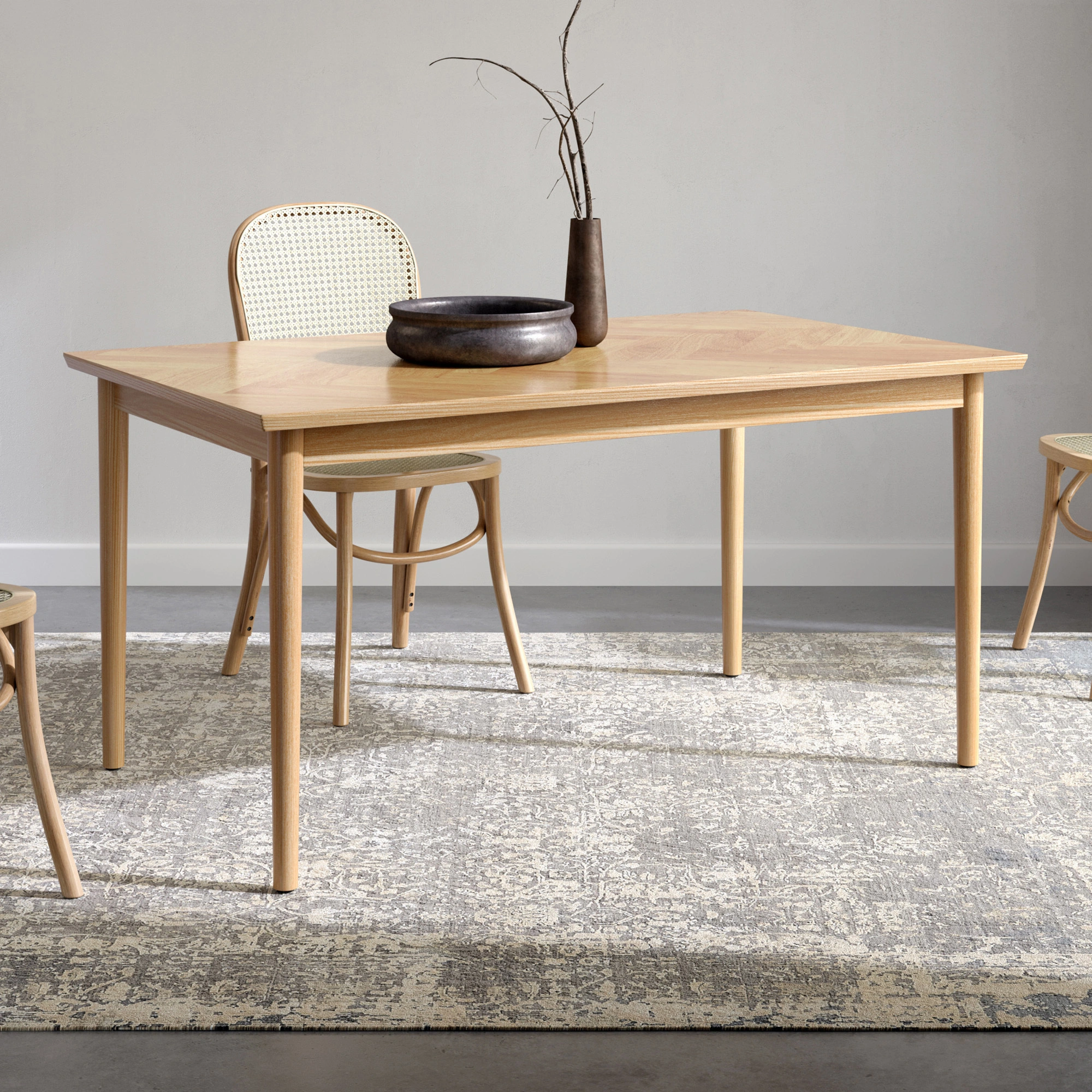 Wooden Dining Table with Leg,Natural Color,150 x 90 x 75 cm 1