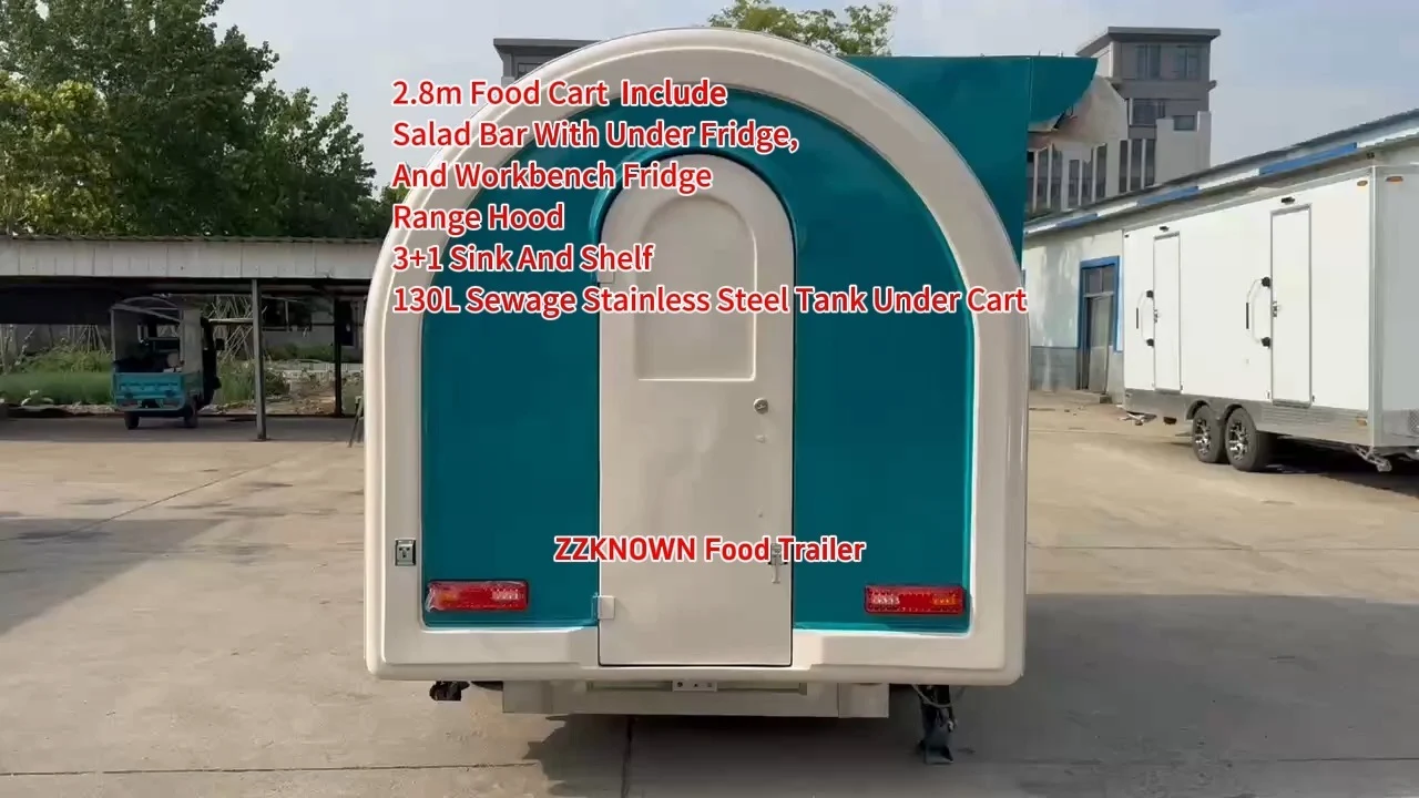 2.8m Fiberglass Pizza Truck Trailer – Custom Mobile Snack Cart with Sink & Prep Table 1