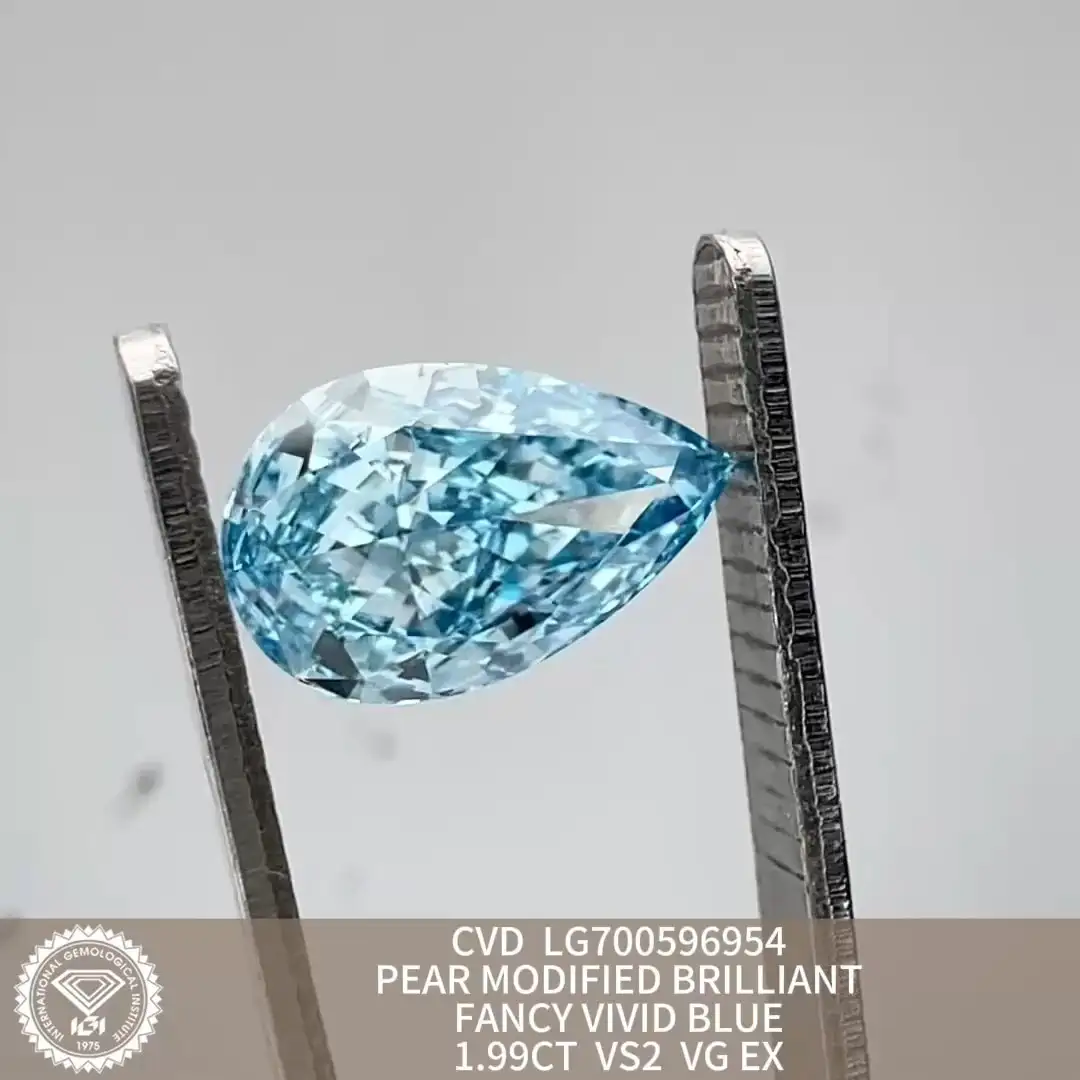 CVD LG700596954 PEARMODIFIEDBRILLIANT 1975 FANCYVIVIDBLUE 1.99CTVS2VGEX 1