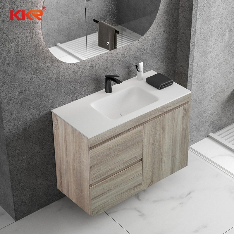Modern Solid Surface Bathroom Cabinet with Sink Perfect for Hotel Villa & Apartment Projects 1