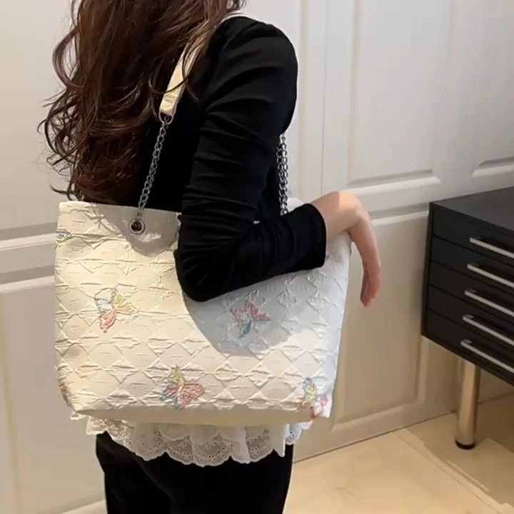 Borsa a catena in stile dolce, Nuova borsa a scacchiera a scacchi, borsa a trading da tramonta. 1