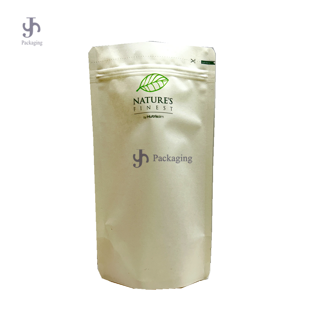 Custom Food Grade Kraft Paper Stand Up Zipper Packaging Bag With Clear Window 1