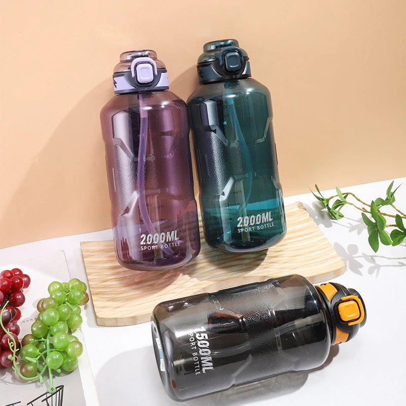 Hongxing Sports Water Bottle, Transparent Sports Water Bottle with Straw 1