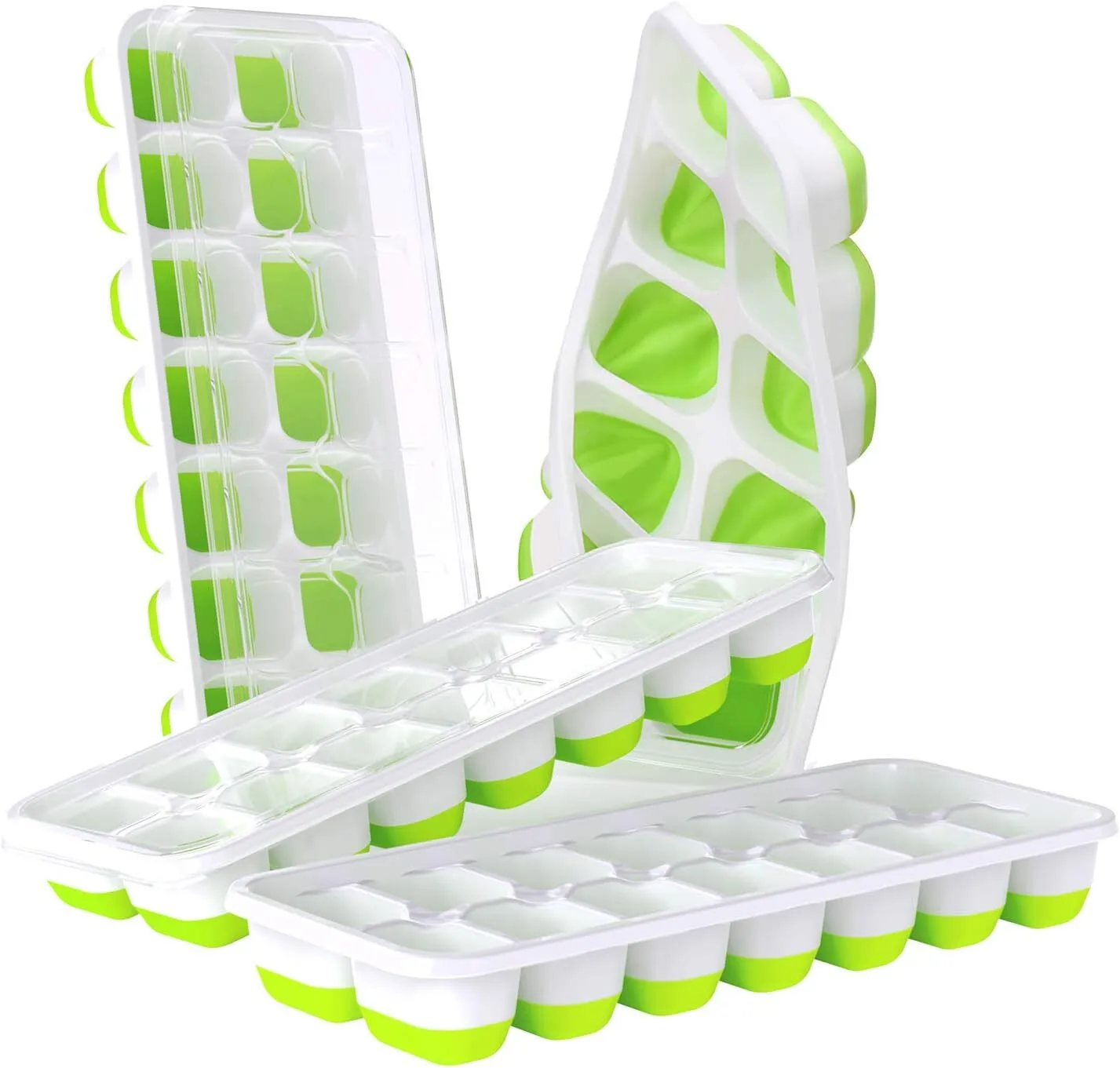 Silicone Ice Cubes Tray Maker with Spill-Resistant Removable Lid 1