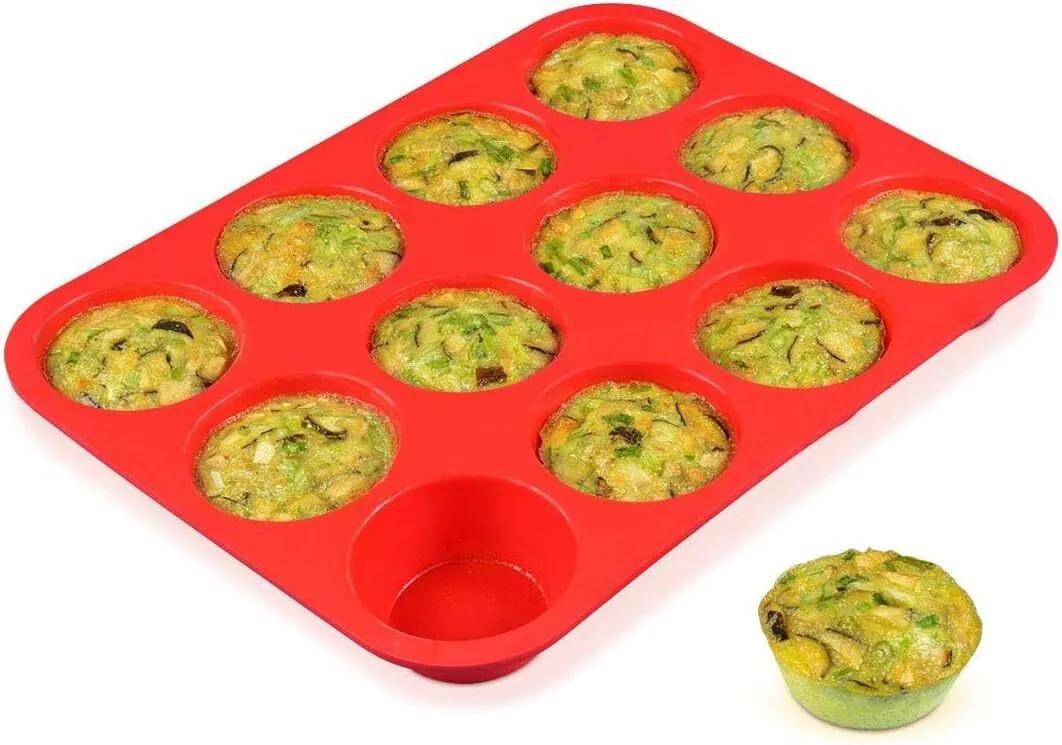 12 Cups Silicone Muffin Pan - Nonstick Cupcake Pan 1