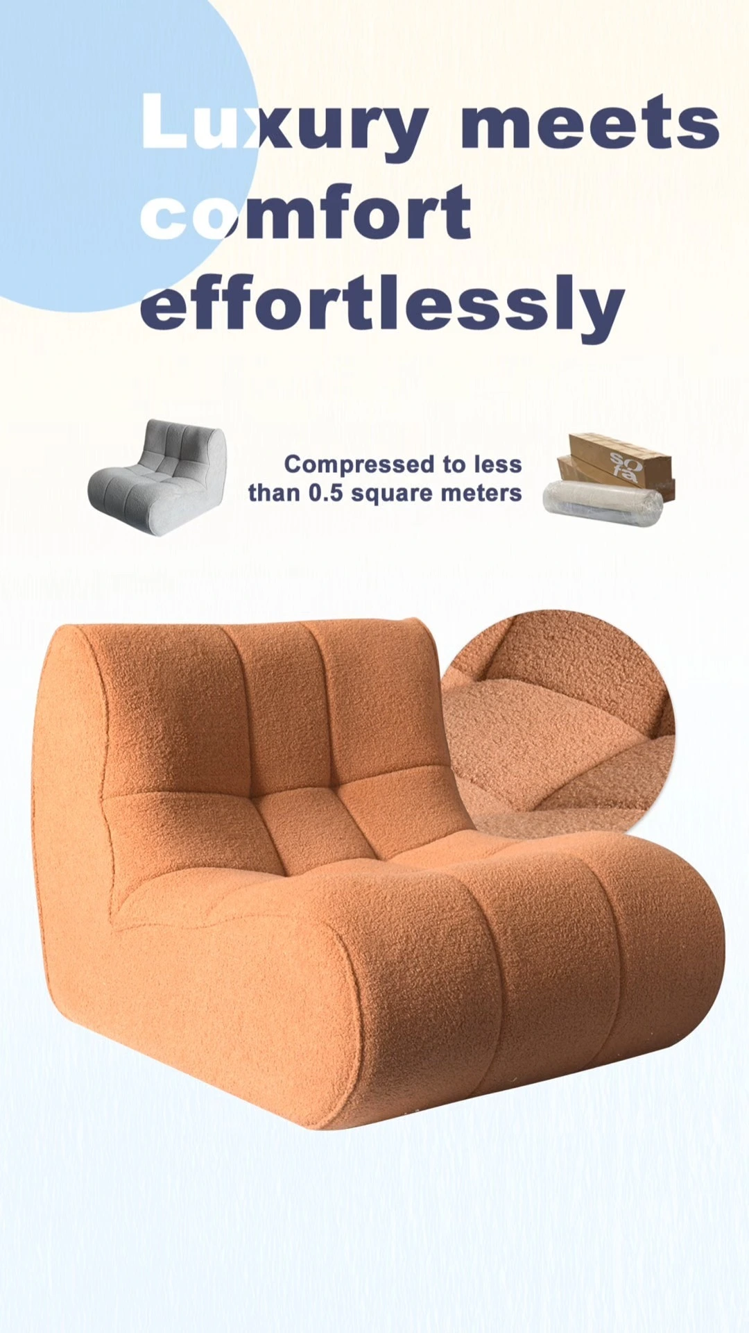Fabric single seat sofa, creamy style, modern and simple bedroom, balcony, living room, leisure and lazy sofa 1