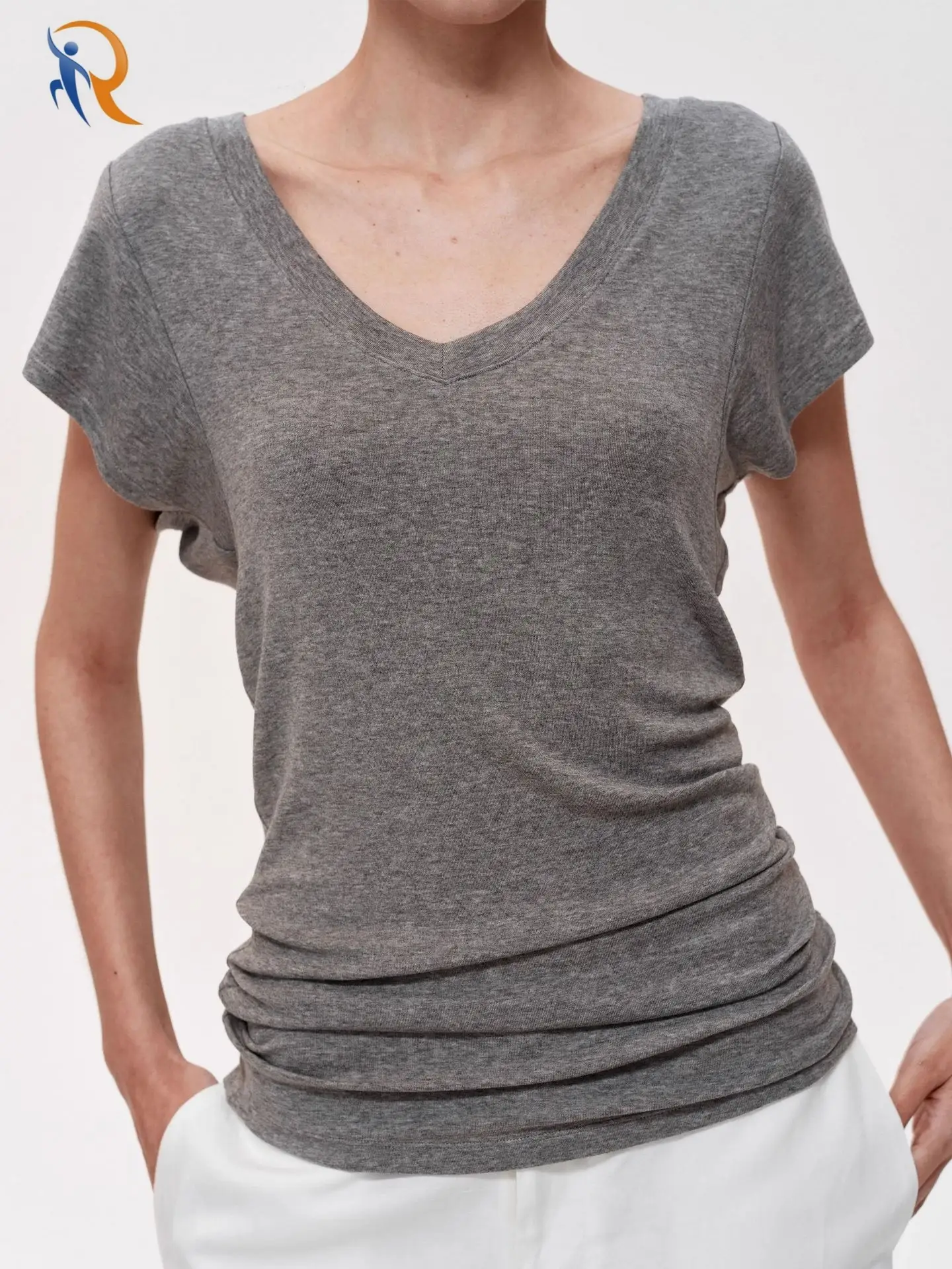 Essentials Women's Regular-Fit Short-Sleeve V-Neck T-Shirt 1