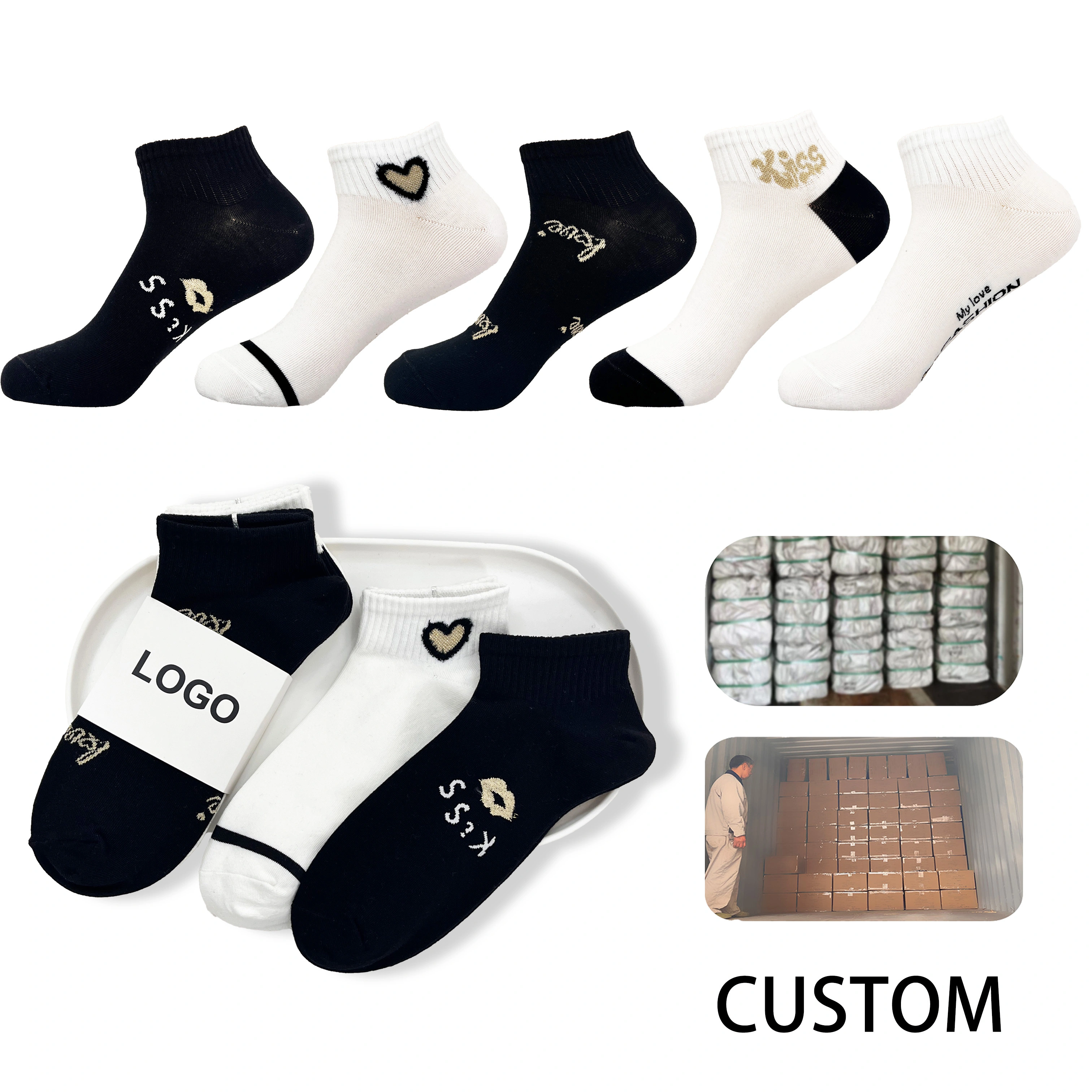 Calcetines de tejido de tejido personalizado decoración de Lurex Lurex Embalaje personalizado Hy-W-066 1