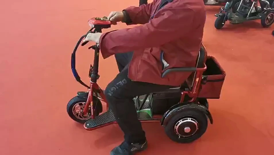 Electric Folding Scooter with Lithium Battery 20ah Three-Wheel Vehicle Disabled Motorcycle and Bicycle Max Load 120kg 1