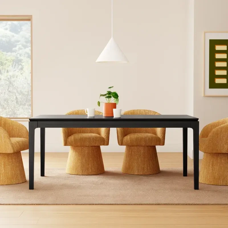Table à manger combo pour cuisine, bureau à manger simple noir pour 4 personnes 1
