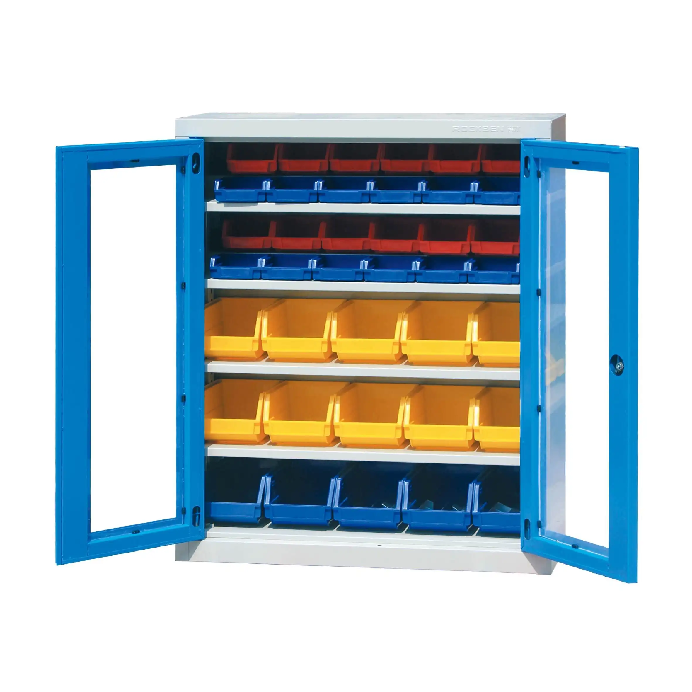 Counter Height Clear View Bin Storage კაბინეტი სტეპირებული თაროებით 1