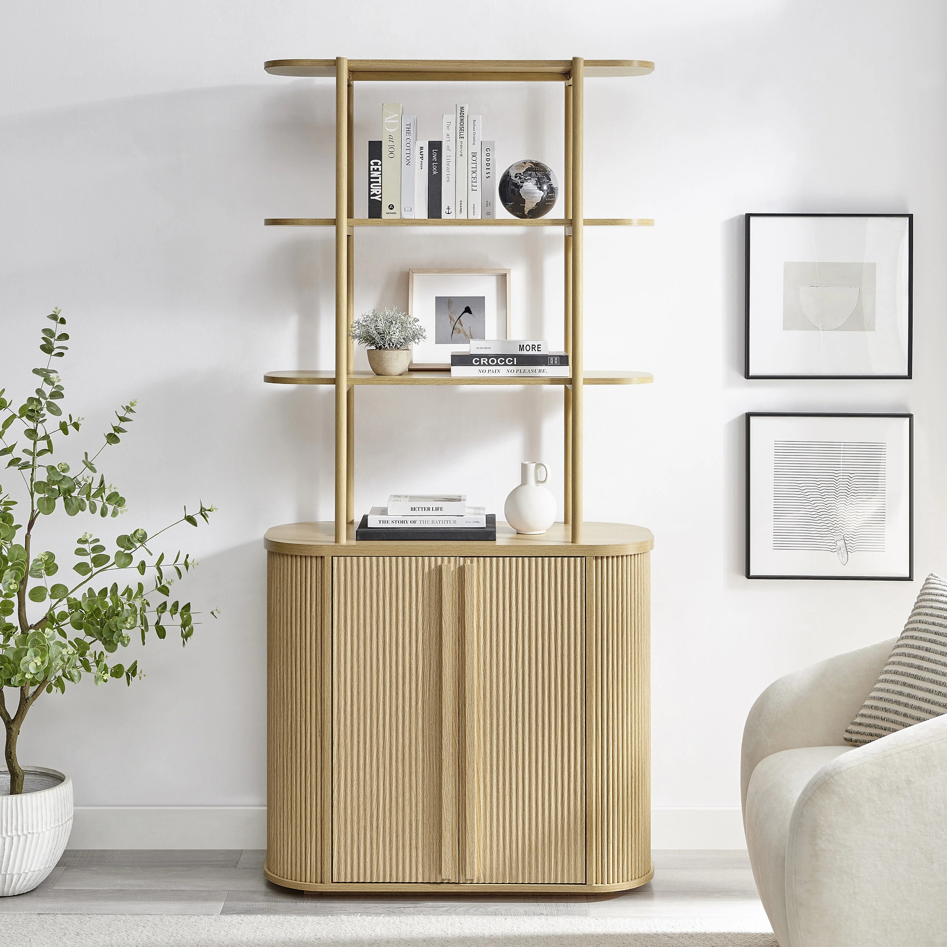 Combohome bibliothèque en bois moderne Bibliothèque étanche standard pour la décoration de meubles de salon 1