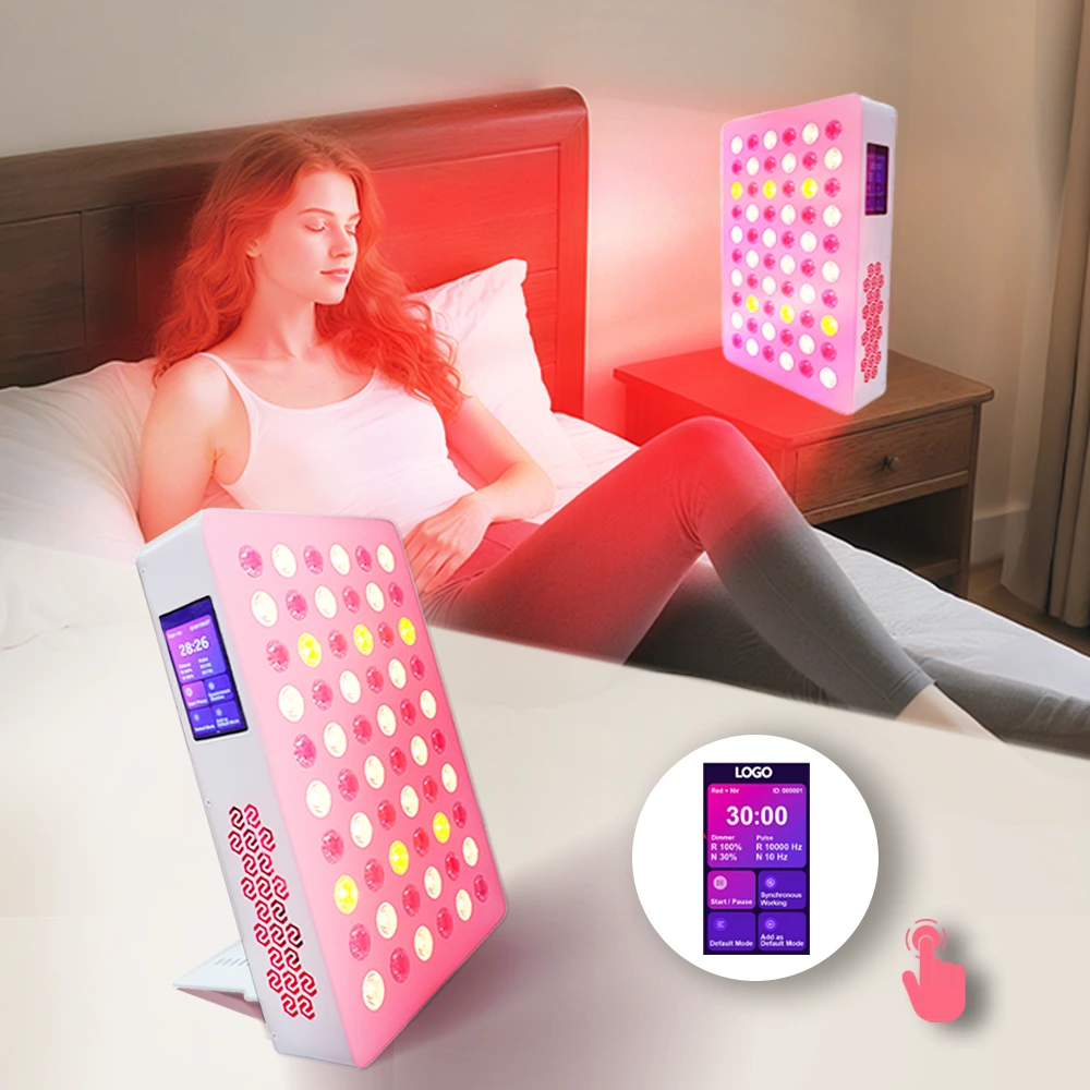 Painel de terapia de luz vermelha LED infravermelho próximo Sunglor Smart LCD Touch de 5 espectros de 300 W com tela sensível ao toque LCD para alívio completo da dor corporal 1