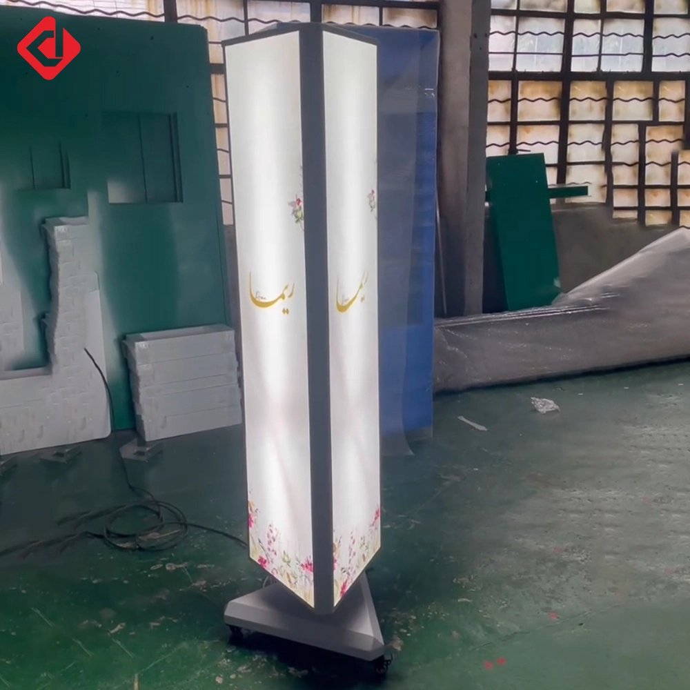 Customized Triangular Outdoor 360 Degree Rotating LED Light Advertising Light Box 1