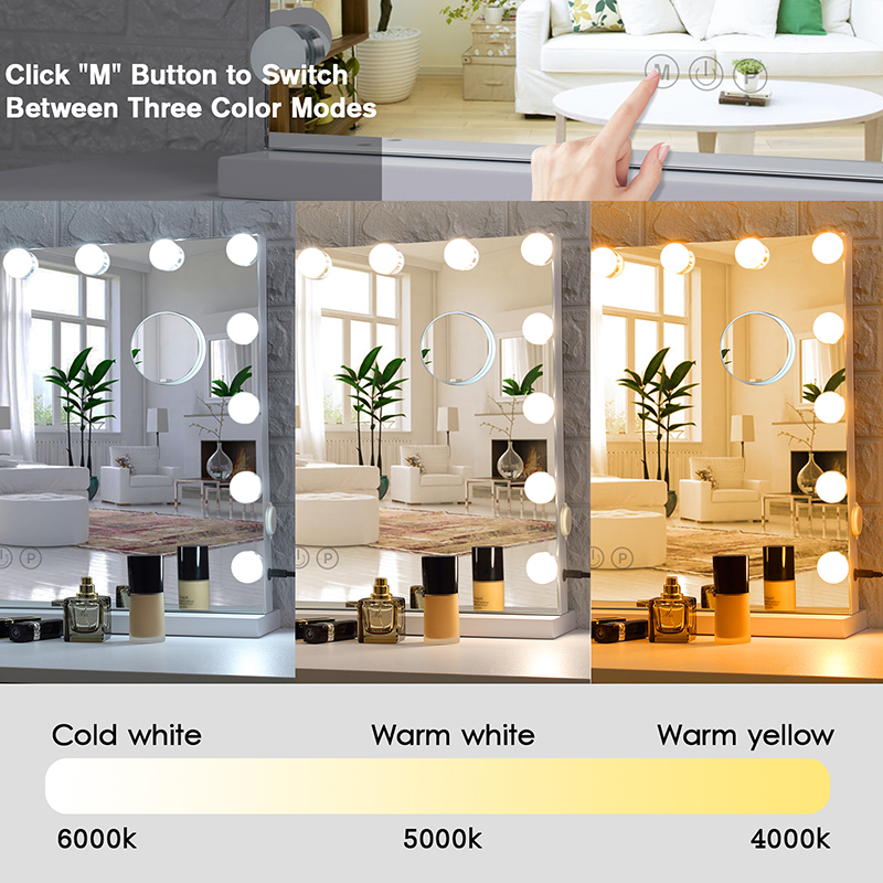 Miroir de maquillage LED avec Bluetooth USB, personnalisation en gros BWLLNI 6
