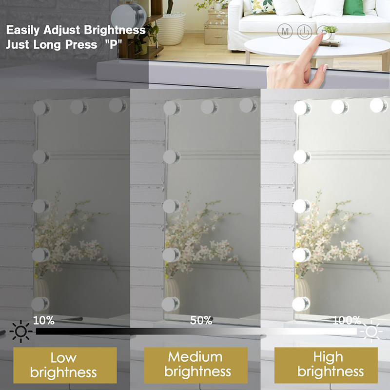 Miroir de maquillage LED avec Bluetooth USB, personnalisation en gros BWLLNI 5