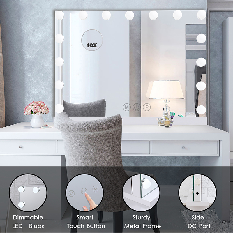 Miroir de maquillage LED avec Bluetooth USB, personnalisation en gros BWLLNI 8