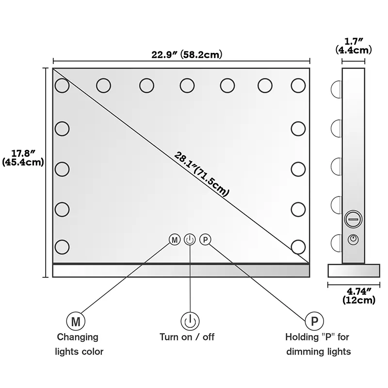 Specchio quadrato illuminato, specchio LED intelligente all'ingrosso - BWN Lighting 7