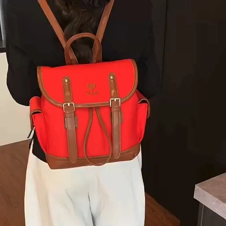 Zaino per abbinate a colori retrò su piccola scala, borsa di scuola semplice e versatile, zaino casual e alla moda 1