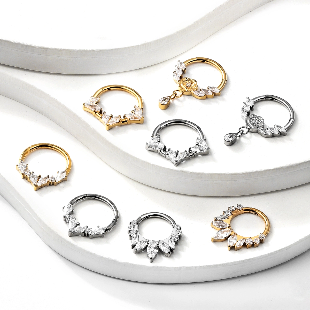 Anillo de segmento con bisagras de chapado de oro 1