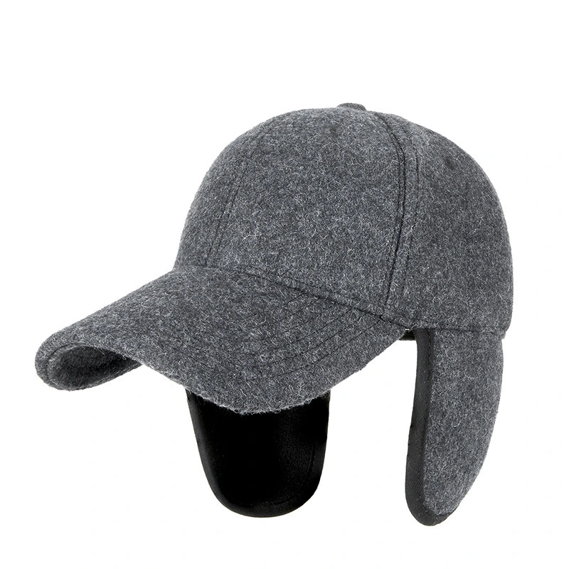 Men de invierno de 6 paneles espesos de lana de lana cálida gorra de béisbol fmwe-04 1